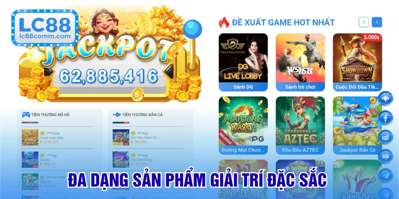 Nhiều sản phẩm giải trí uy tín từ LC88